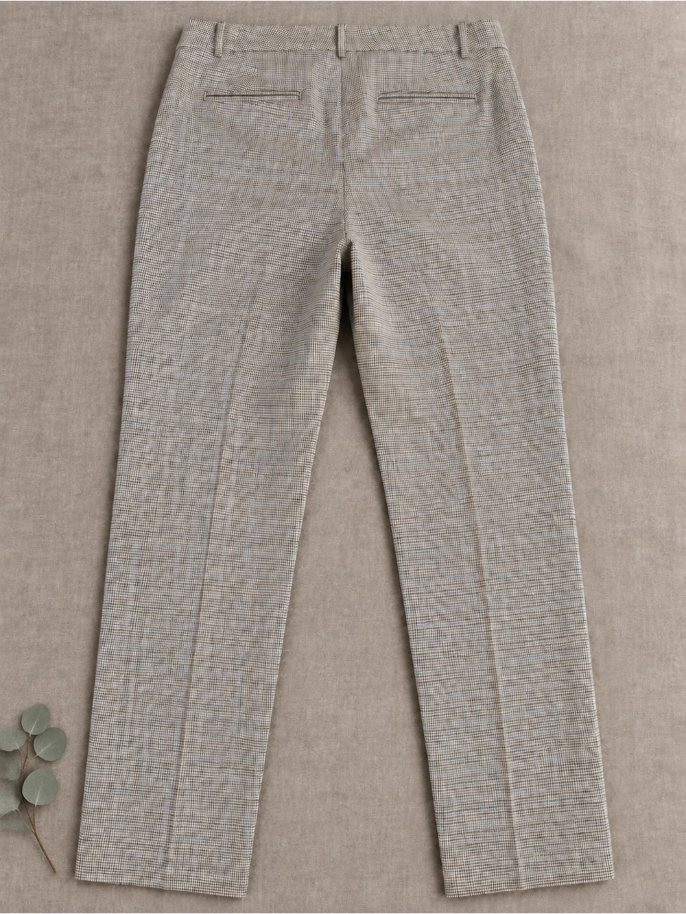 Ann Taylor Slim Straight Plaid Dress Trousers in Light Gray